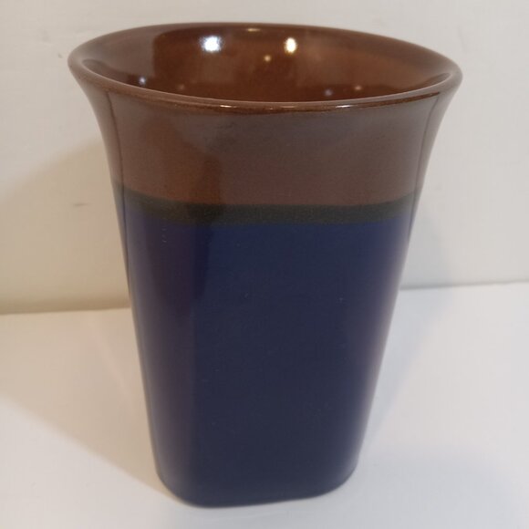 Royal Norfolk Coffee Tea Mugs Blue Brown 6 Inch Stoneware Square Base Cup Handle - Picture 2 of 6